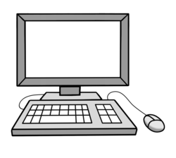 Computer mit Monitor, Tastatur und Maus