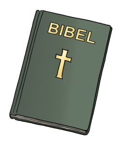 Schwarzes Buch mit Kreuz und Aufschrift Bibel